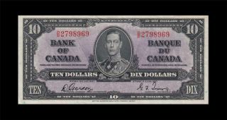 1937 Bank Of Canada Kgvi $10 Gordon & Towers " D/d " ( (ef, ))