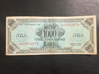 1943 - A Italy Paper Money - 1,  000 Lire Military Payment Banknote