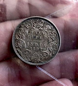 British India 1/2 Rupee 1892 B Ef/au