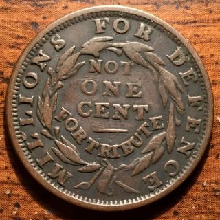 1837 Hard Times Millions For Defence Not One Cent For Tribute Token