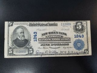 1902 $5 Plain Back - Ch 1243 - National Banking Association Of Haven.