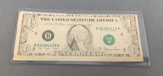 1977 A Misprint $1 Dollar Bill - Error - Weak Print - Poor Cut Extreme Error