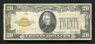 Fr.  2402 1928 $20 Twenty Dollars Gold Certificate Currency Note Very Fine