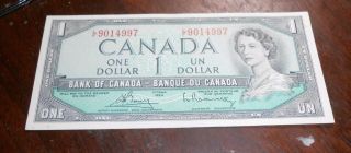 1954 Canada/canadian 1 Dollar Bank Note Unc