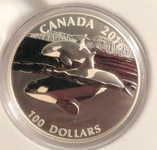 2016 Canada 1 Oz Silver $100 For $100 (orca Whale).  9999 Fine Box/coa