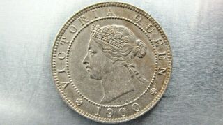 Jamaica Penny 1900 Very Sharp Au.  Rare Grade For This Year