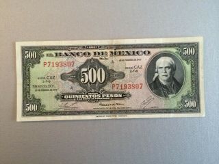 500 Peso Mexico Banknote 1977 Cir Morelos Serie Caz Mexico Abnc