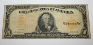 1907 $10 Dollar Large Us Treasury Ten Dollar Gold Coin Certificate Bank Note