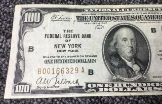 1929 $100 BILL NATIONAL CURRENCY FEDERAL RESERVE BANK OF YORK 2