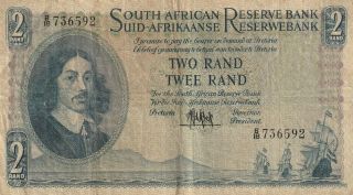 South Africa 2 Rand Banknote Nd (1961 - 5) P.  104a Almost Fine