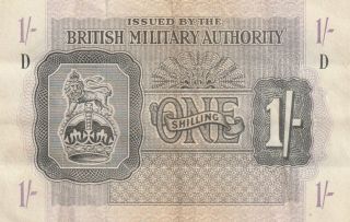 British Military Authority 1 Shilling Banknote Nd (1943) P.  M2 Very Fine