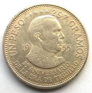 Dominican 1955 Trujillo Regime Peso Silver Coin