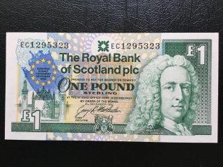 The Royal Bank Of Scotland 1992 £1 One Pound Banknote Unc S/n Ec1295323
