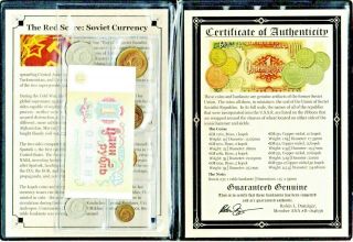 The Red Scare Soviet Currency 8 Coins 1 Banknote Album,  Certificate And Story 2