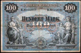 MÜnchen Munich 1900 " Bayerische Notenbank " 100 Mk Bavaria German States B1448833
