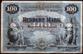 MÜnchen Munich 1900 " Bayerische Notenbank " 100 Mk Bavaria German States B1090772