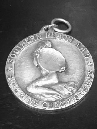 1956 Southern Peach Swimming Championships Sterling Silver Medal 24 Grams 925