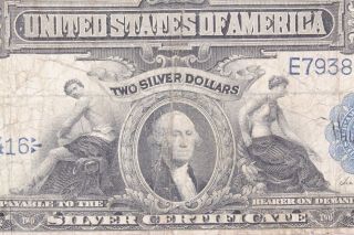 Series 1899 Us Two Dollar Silver Certificate Note Y39