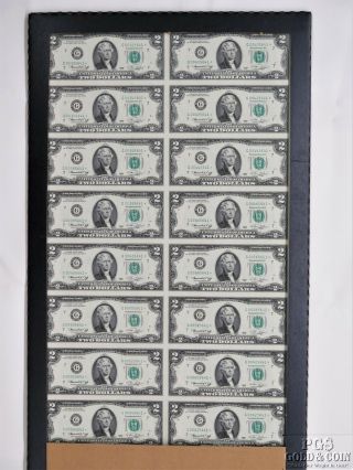 1976 $2 Two Dollar Star Notes Uncut Sheet 16pc Us Federal Reserve Note 15629