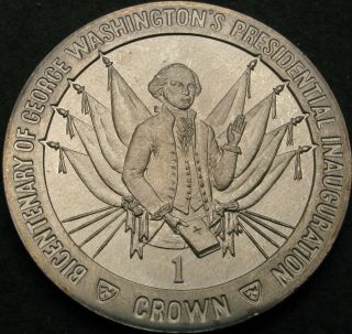 Isle Of Man 1 Crown 1989 - George Washington Taking Oath - Aunc - 1594 ¤
