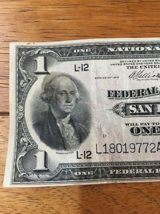 1914 $1 One Dollar Large Size Bill SAN FRANCISCO Federal Reserve Bank Note 2