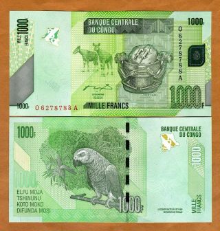 Congo D.  R. ,  1000 (1,  000) Francs,  2005,  P - 101a,  Unc Parrot
