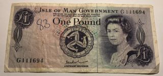 Isle Of Man (uk) 1972 One Pound Note - Queen Elizabeth Ii