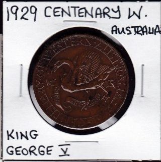 Large 1929 King George V Centenary Of Western Australia Medal