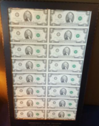 1976 $2 Dollar Ny Uncut Sheet 16 Bills Note Uncirculated Bicentennial $32.