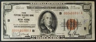 1929 $100 National Currency,  The Federal Reserve Bank Of York