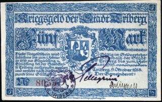 Triberg 1918 5 Mark Grossnotgeld German Notgeld Banknote