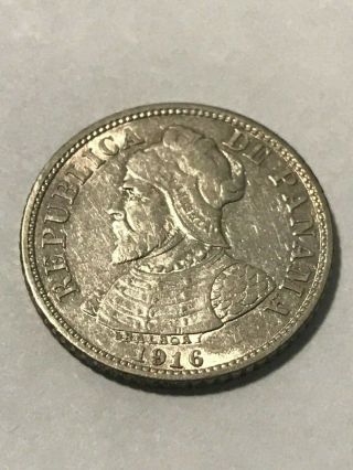 1916 Panama 5 Centesimos Silver Vf,  18377