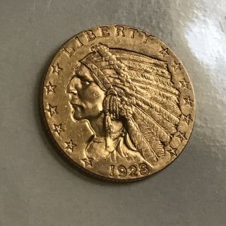 Philly Gold 1928 Indian Head $2.  50 Quarter Eagle U.  S.  Coin 2 1/2 Ebucks Eligible
