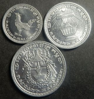 Cambodia Complete Aluminum set 10,  20,  50 centimes 1953 Top grade Rare 2