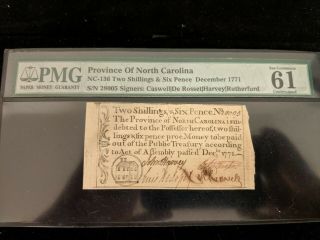 Colonial Currency Pmg 61 Uncir.  N.  C.  Dec 1771 2s6p Old Currency