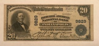 1902 $20 National Bank Note Fletcher American Bank - Indianapolis Indiana