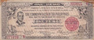 1942 Philippines Negros Occidental 1 Peso Note,  Pick S646a
