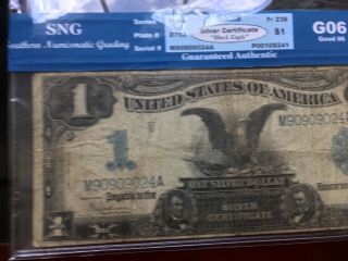1899 Fr.  236 $1.  Black Eagle Large Silver Certificate Note / SNG G06 6