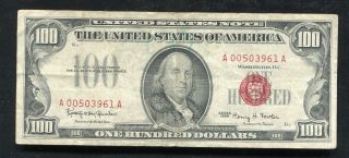 1966 $100 One Hundred Dollars Red Seal Legal Tender United States Note (f)