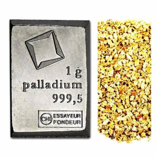 1 Gram Valcambi.  9995 Fine Palladium Bar Bu,  10 Piece Alaskan Pure Gold Nuggets