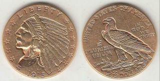1915 Indian $2.  50 Gold Piece Xf - Au