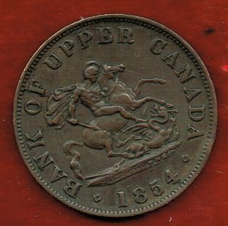Bank Of Upper Canada 1854 Half Penny Token.  Ef St.  George The Dragon Slayer