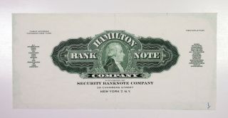Ny.  Hamilton Bank Note Co. ,  1920 - 30 Proof Letterhead In Green Unc.  8.  5.  X 4 In.