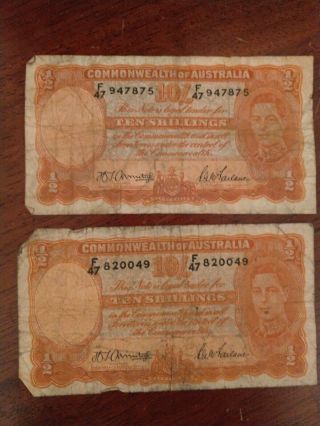 Unc Commonwealth Of Australia 1942 10 Shilling Bank Note 25a Armitage/mcfarlane