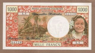 Hebrides: 1000 Francs Banknote,  (unc),  P - 20b,  1975,