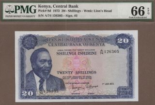 Kenya: 20 Shillings Banknote,  (unc Pmg66),  P - 8d,  01.  07.  1973,