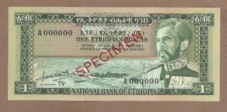 Ethiopia: 1 Dollar Banknote,  (unc),  P - 25s,  1966,