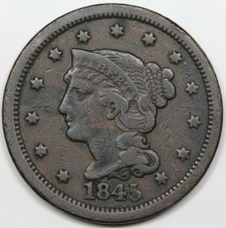 1845 Braided Hair Large Cent,  F - Vf