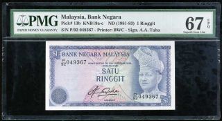 Malaysia 1 Ringgit Nd 1981 - 83 P 13 B Gem Unc Pmg 67 Epq Nr