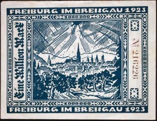 Freiburg 1923 1 Million Mark Inflation Notgeld German Banknote Baden